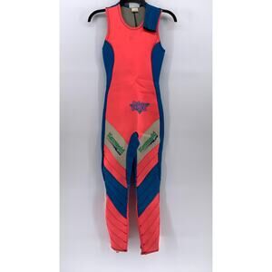 JET PILOT Women's Neon Pink-Blue F-16 Sleeveless Spring Jetski Wetsuit SZ 4